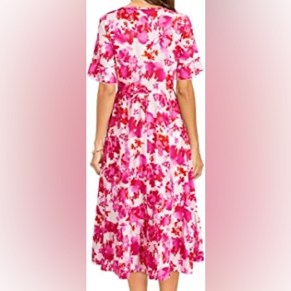 Ruffle sleeve floral midi / maxi dress floral summer sun dress - Picture 3 of 4